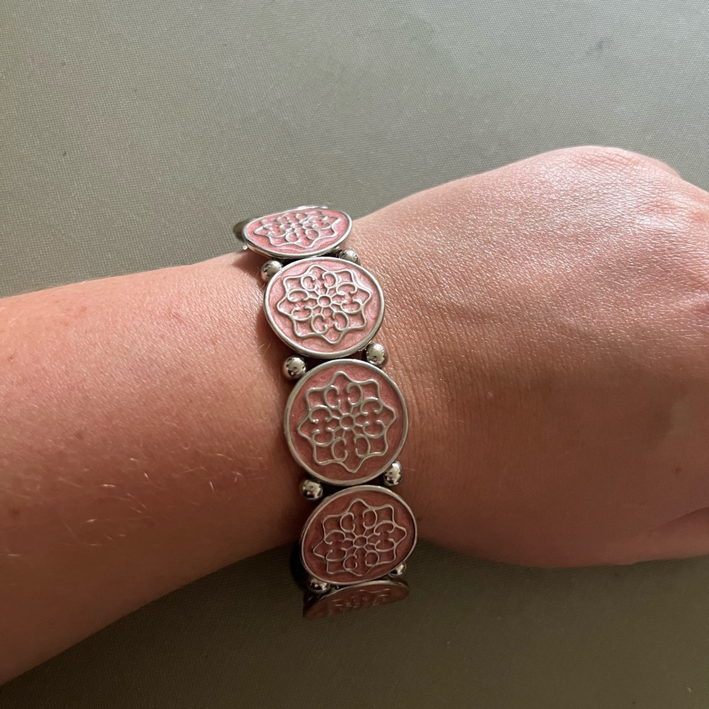 Asian pink lotus stretch bracelet
